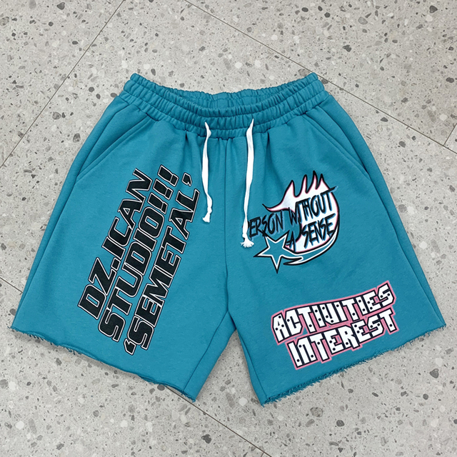 Vintage Designer Cotton Running Shorts Customized Print Graphic Streetwear Shorts Summer Acid Wash Beach Shorts for Men