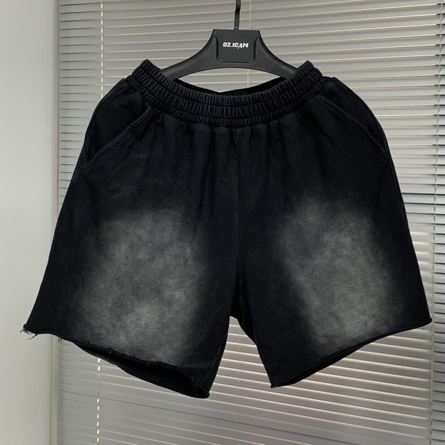 Black Acid Wash Baseball Sports Shorts Summer Wholesale Plain Running Shorts Cotton Designer Shorts for Men