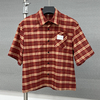 Summer 100% Cotton Drop Shoulder Plaid Shirt Streetwear Boxy Button Up Knitted Shirt Customized Oversized Hawaiian Shirt for Men