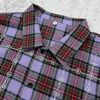 Custom Streetwear Oversized Men's Plaid Shirt Boxy Rhinestone Drop Shoulder Button Up Shirt Heavyweight Cotton Polo Shirts