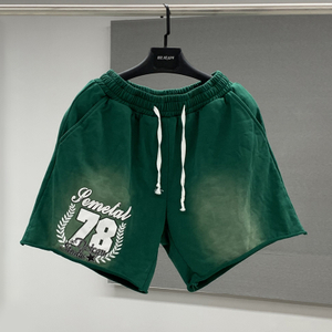 Streetwear Unisex Sweat Shorts Acid Wash 100% Cotton Screen Print Shorts Summer French Terry Y2k Basketball Shorts