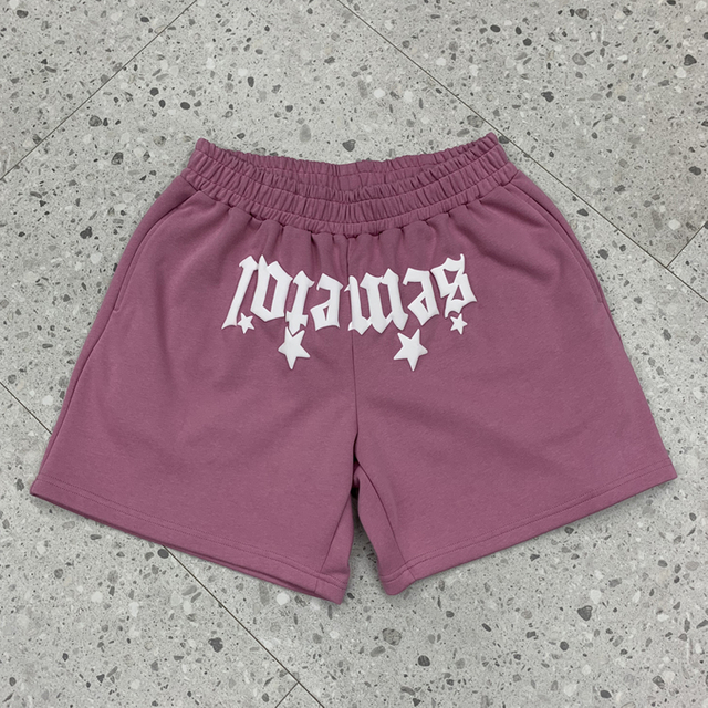 Streetwear Puff Print Men's Sports Shorts Summer Cotton French Terry Casual Shorts Custom Basketball Football Running Shorts