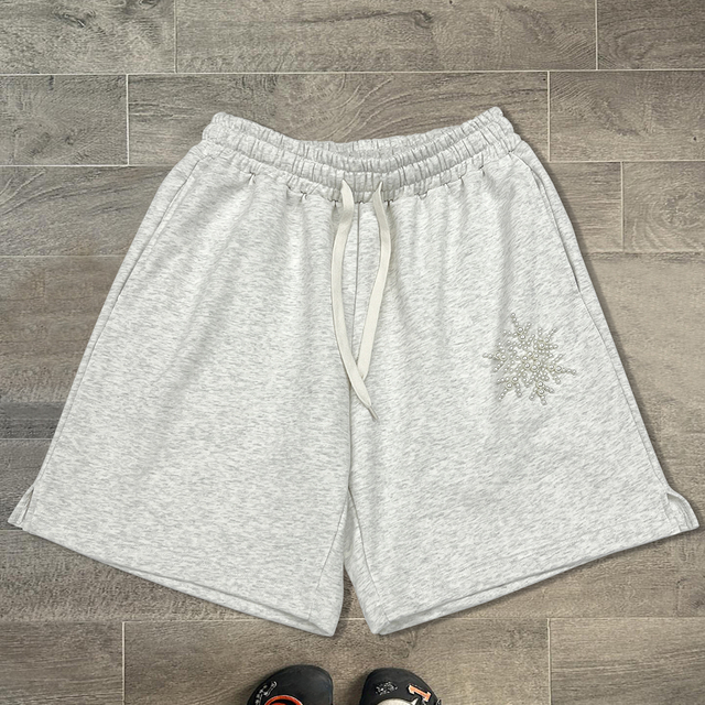 Luxury Blank Rhinestones Cotton Shorts Custom Summer Casual Pearl Shorts Manufacturer French Terry Baggy Men's Shorts