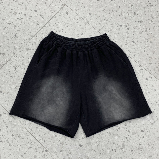 Blank Black Acid Wash Shorts Manufacturer Summer Running Surf Shorts Streetwear French Terry Gym Shorts for Men