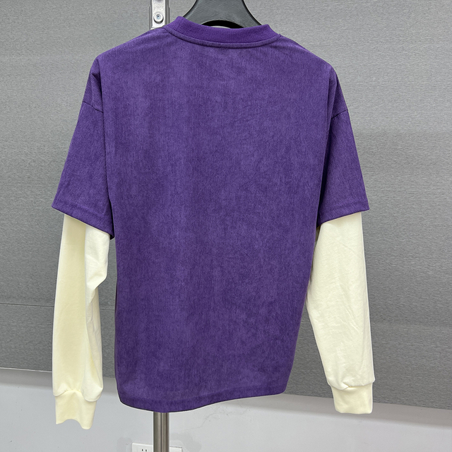 Streetwear Personalized Graphic Double Layer Long Sleeve Tee Shirt Screen Printing Cotton T-shirt Boxy Heavy Weight T Shirt for Men