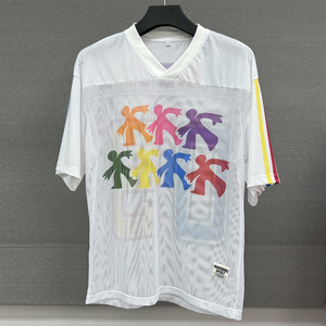 Summer Printed Graphic Nylon Mesh T-shirt Custom Boxy Oversized Jersey T-shirt Round Neck Sublimation Football T-shirts for Men
