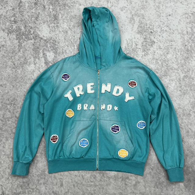 Streetwear Distressed Cotton Zip Hoodie Custom Embroidery Heavyweight Hoodie Manufacturers Vintage Acid Wash Zip Up Hoodie